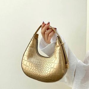 Metallic embossed hobo bag